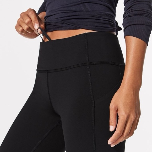 Lululemon Pace Rival Crop 22" Capri Length Leggings Side Pockets Black Size 4 - Picture 3 of 8
